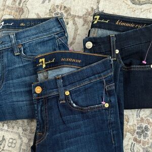 7 For All Mankind Women's Dark and Medium Wash Skinny Jeans